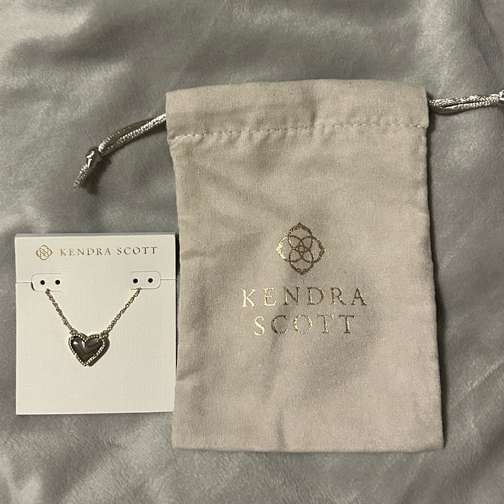 Kendra Scott Gold Heart Necklace, Albalone Shell Stone